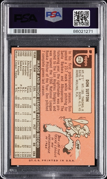 1969 Topps Don Sutton No. 216 PSA 10