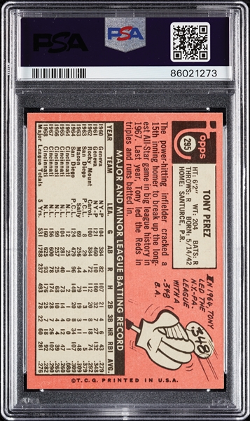 1969 Topps Tony Perez No. 295 PSA 9