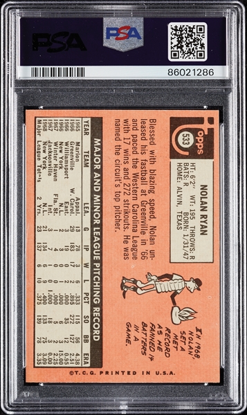 1969 Topps Nolan Ryan No. 533 PSA 7