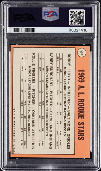 1969 Topps Rollie Fingers RC No. 597 PSA 8