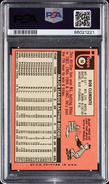 1969 Topps Roberto Clemente No. 50 PSA 7