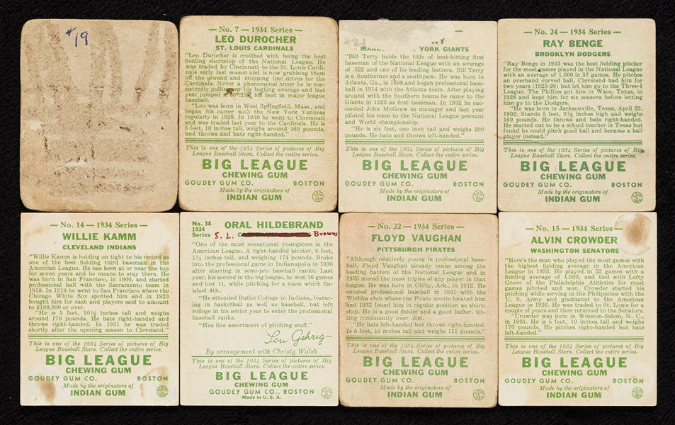 1934 Goudey Baseball Partial Set With 3 HOFers (59/96)