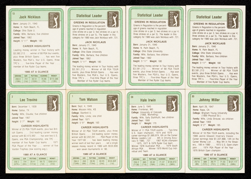 1981 Donruss Golf Complete Sets Group with Jack Nicklaus RCs (5) 