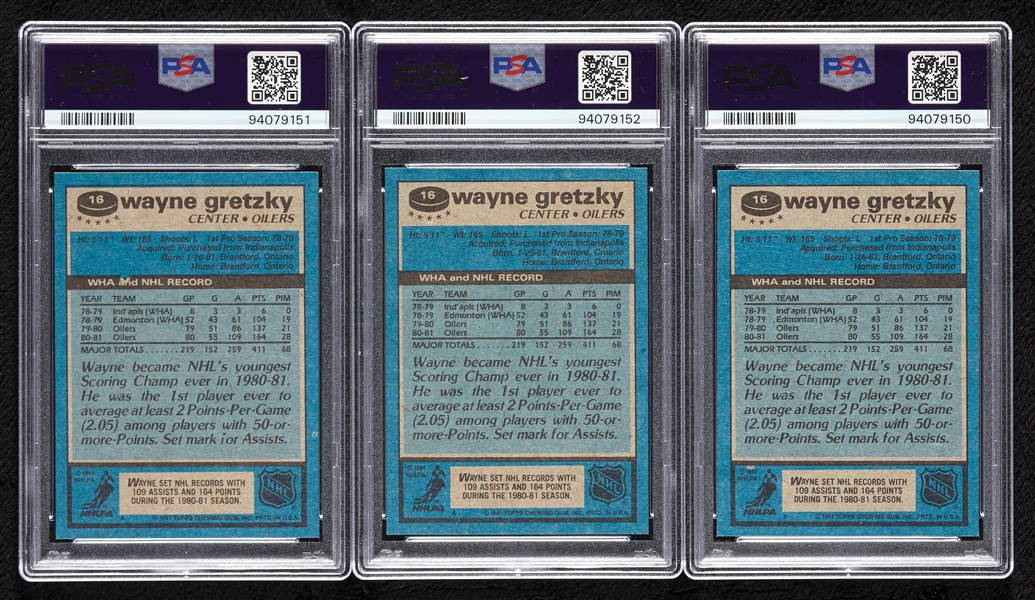 1981 Topps Hockey High-Grade (West) Sets, Three Slabs (4)