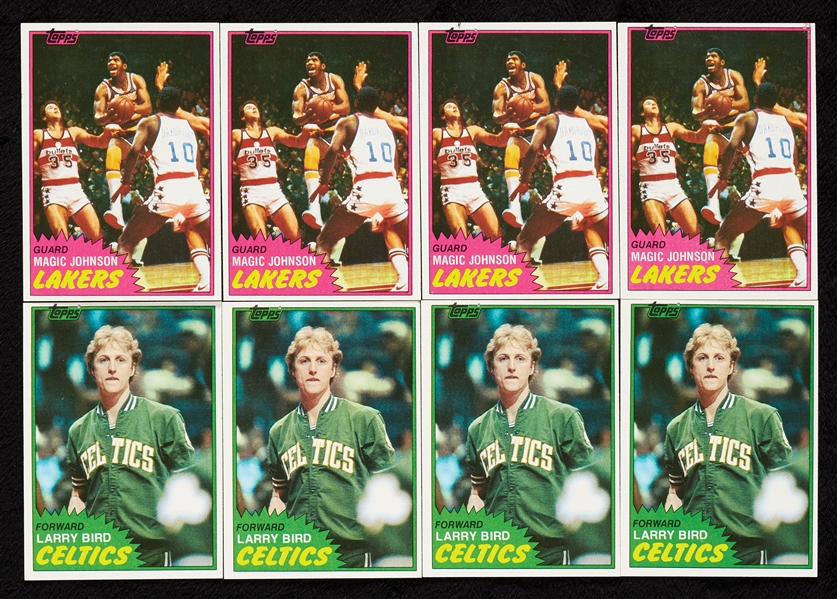 1981 Topps Basketball Super High-Grade Complete Sets 1-66, Bird and Magic in 11 PSA Slabs (10)