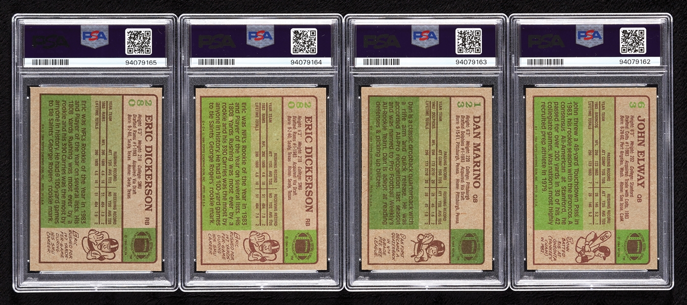 1984 Topps Football High-Grade Complete Sets, Four Slabs (5)