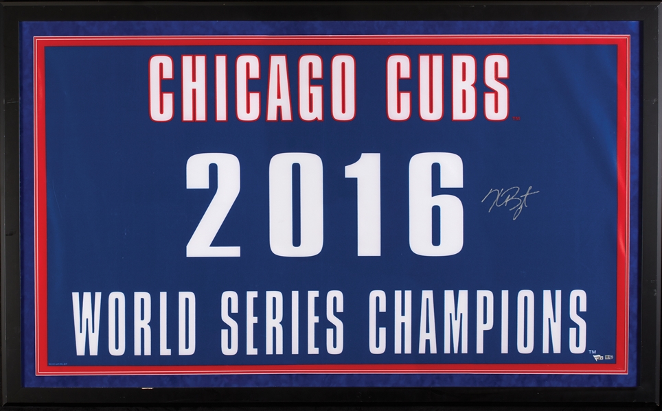 Kris Bryant Signed Chicago Cubs 2016 World Series Champions Banner (MLB) (Fanatics) (BAS)