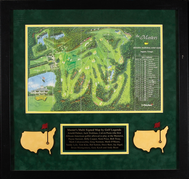 Masters Legends Signed Golf Map with Jack Nicklaus, Arnold Palmer, Payne Stewart & 50 Others (PSA/DNA)