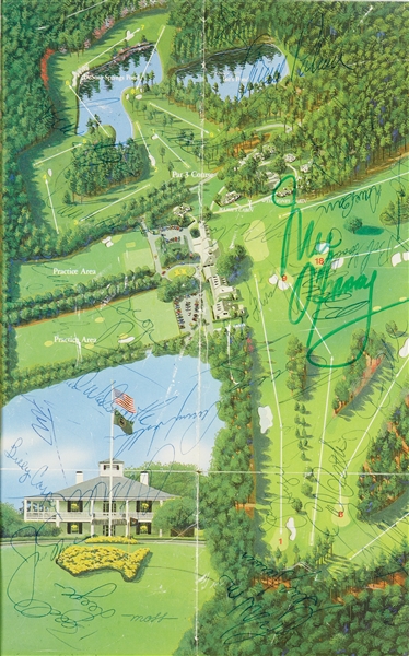 Masters Legends Signed Golf Map with Jack Nicklaus, Arnold Palmer, Payne Stewart & 50 Others (PSA/DNA)