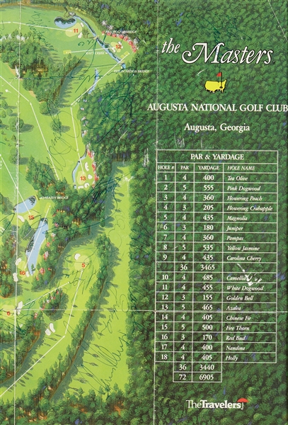 Masters Legends Signed Golf Map with Jack Nicklaus, Arnold Palmer, Payne Stewart & 50 Others (PSA/DNA)