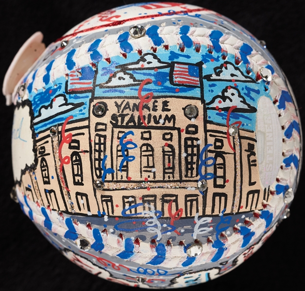 Whitey Ford Single-Signed Charles Fazzino Hand-Painted Baseball (MLB) (Steiner) (Fazzino LOA)