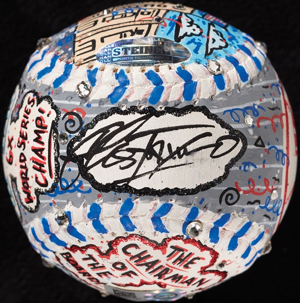 Whitey Ford Single-Signed Charles Fazzino Hand-Painted Baseball (MLB) (Steiner) (Fazzino LOA)