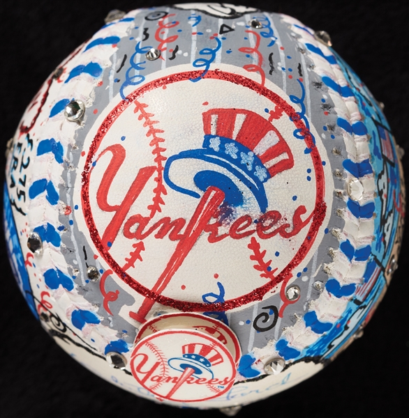 Whitey Ford Single-Signed Charles Fazzino Hand-Painted Baseball (MLB) (Steiner) (Fazzino LOA)