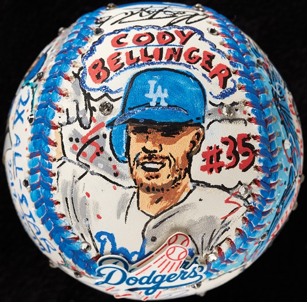 Cody Bellinger Single-Signed Charles Fazzino Hand-Painted Baseball (MLB) (Fanatics)