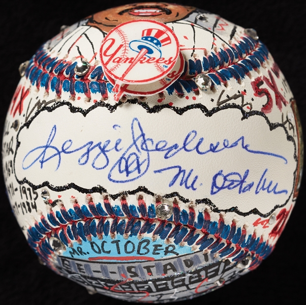 Reggie Jackson Single-Signed Charles Fazzino Hand-Painted Baseball (MLB) (Fazzino LOA)