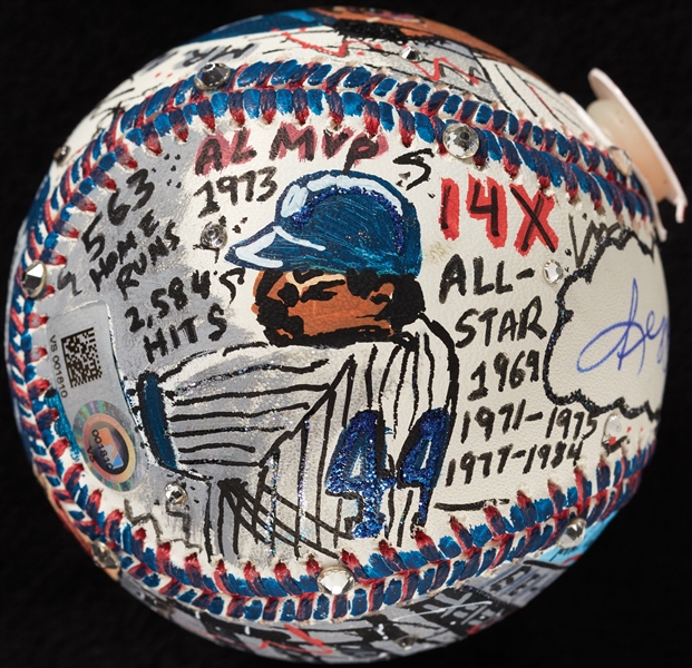 Reggie Jackson Single-Signed Charles Fazzino Hand-Painted Baseball (MLB) (Fazzino LOA)