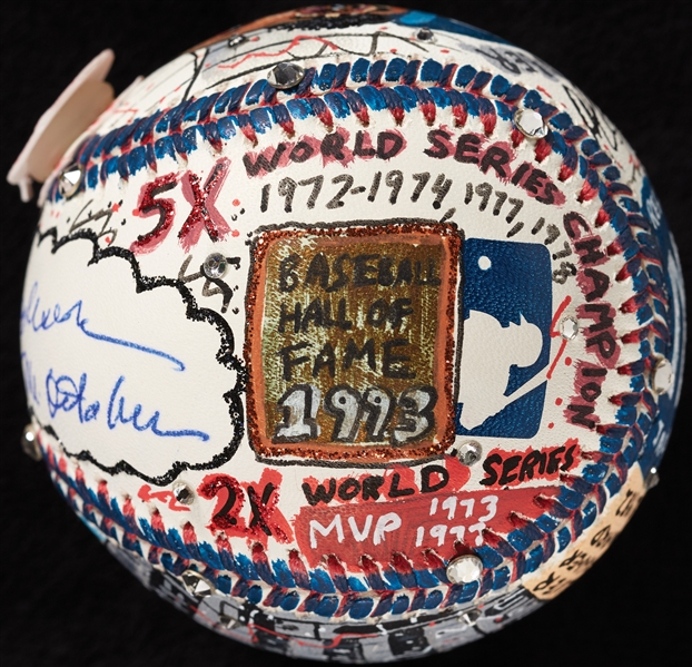 Reggie Jackson Single-Signed Charles Fazzino Hand-Painted Baseball (MLB) (Fazzino LOA)