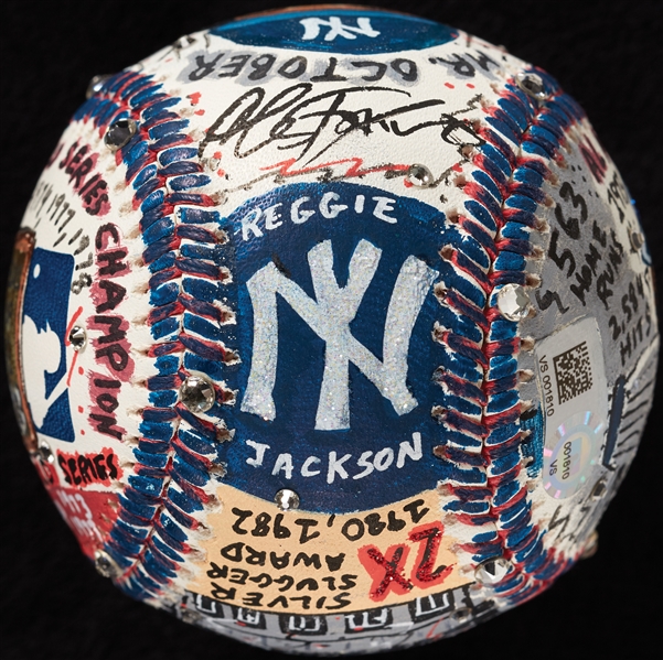 Reggie Jackson Single-Signed Charles Fazzino Hand-Painted Baseball (MLB) (Fazzino LOA)