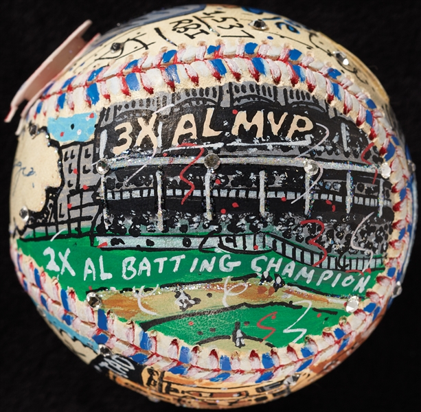 Joe DiMaggio Single-Signed Charles Fazzino Hand-Painted Baseball (Fanatics) (PSA/DNA) (BAS)