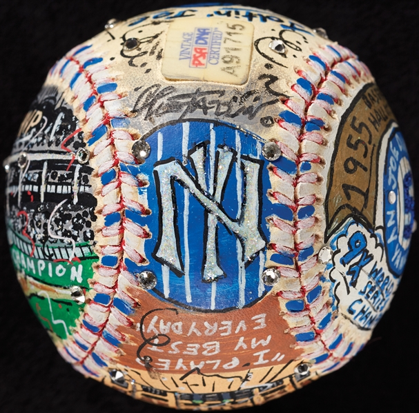 Joe DiMaggio Single-Signed Charles Fazzino Hand-Painted Baseball (Fanatics) (PSA/DNA) (BAS)