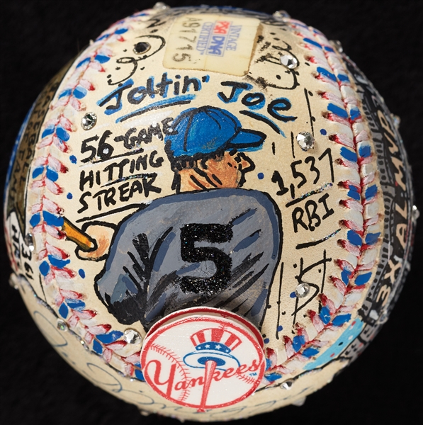 Joe DiMaggio Single-Signed Charles Fazzino Hand-Painted Baseball (Fanatics) (PSA/DNA) (BAS)