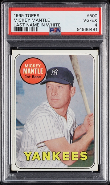 1969 Topps Mickey Mantle Last Name in White No. 500 PSA 4