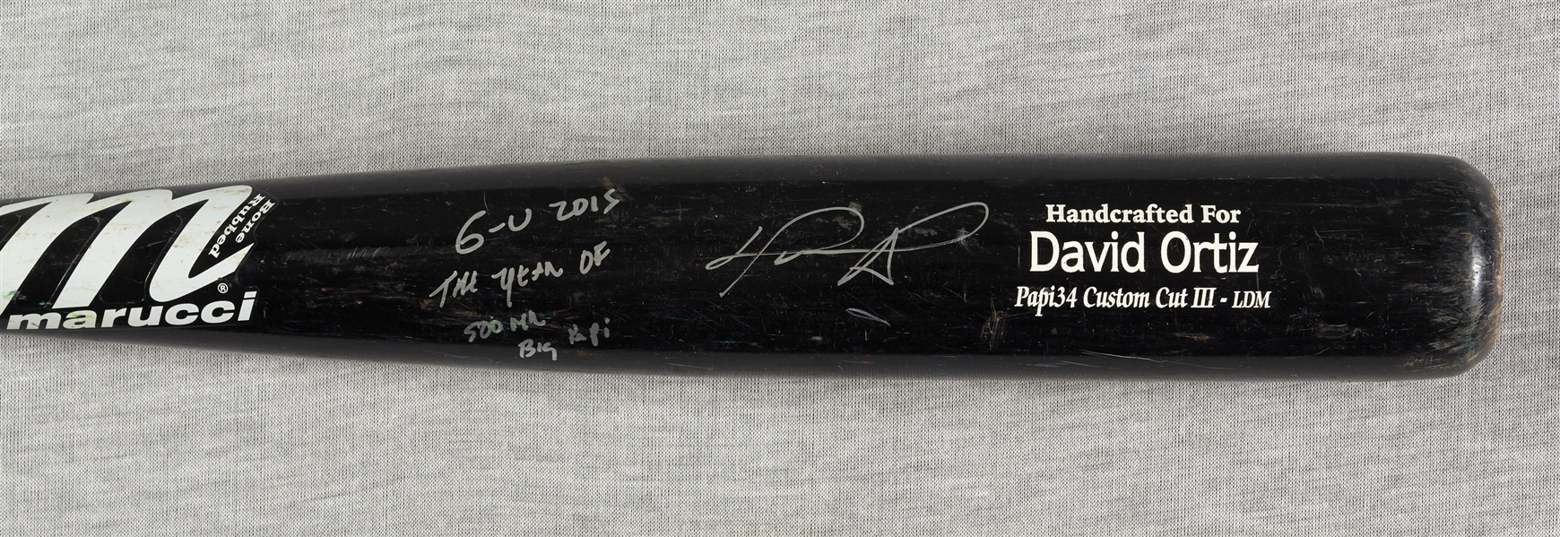 David Ortiz 2015 Game-Used & Signed Bat Inscribed G-U 2015, The Year of 500 HR, Big Papi (MLB) (Fanatics)