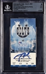 Tom Brady Signed Patriots 38, Colts 17 Ticket Stub - 202 Yards, 3 TDs vs. Manning (Oct. 21, 2001) (Graded BAS 10)