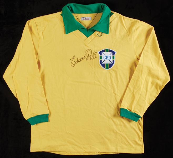 Pele Signed 1962 Style Soccer Jersey Inscribed Edson=Pele (BAS)