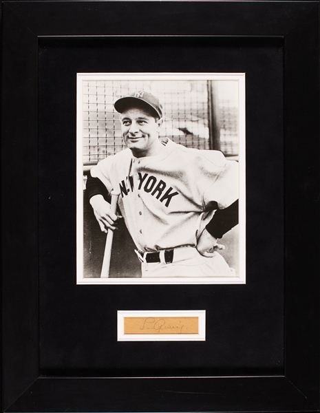 Lou Gehrig Cut Signature Framed Display (JSA)