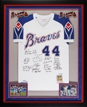 2021 Atlanta Braves Team-Signed Framed Hank Aaron Jersey with Inscriptions (12/21) (MLB) (Fanatics)