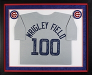 Chicago Cubs Signed 100 Years Of Wrigley Field Jersey with (18) Signatures in Frame (Fanatics) (BAS)