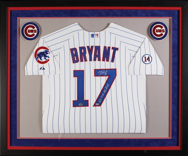 Kris Bryant 2015 Game-Used & Signed Cubs Framed Home Jersey Inscribed G/U 2015, NL ROY (MLB) (Fanatics)