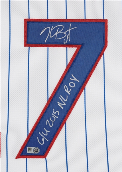 Kris Bryant 2015 Game-Used & Signed Cubs Framed Home Jersey Inscribed G/U 2015, NL ROY (MLB) (Fanatics)