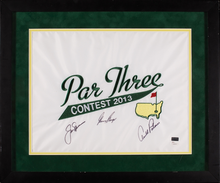 Jack Nicklaus, Arnold Palmer & Gary Player Signed 2013 Masters Par Three Flag (JSA)