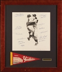 1956 New York Yankees World Champs Multi-Signed Framed Lithograph (PSA/DNA)