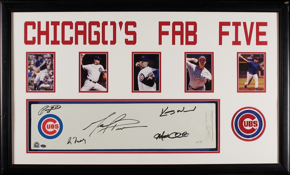 Chicago's Fab Five Signed Pitching Rubber with Maddux, Prior, Wood, Zambrano & Clement (23/35) (MLB)