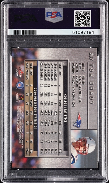 2000 Fleer Metal Tom Brady RC No. 267 PSA 9