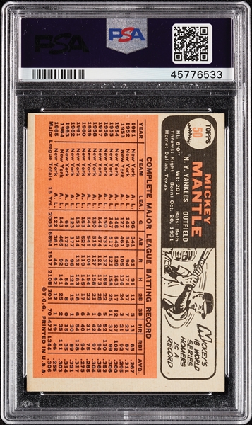 1966 Topps Mickey Mantle No. 50 PSA 4