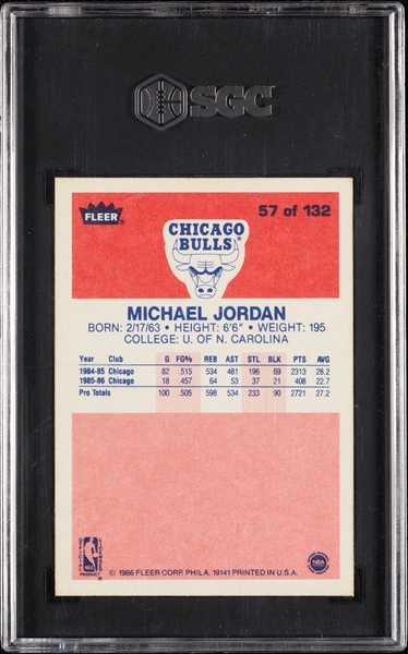 1986 Fleer Michael Jordan RC No. 57 SGC 6