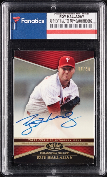 2012 Topps Tier One Roy Halladay Top Tier Autographs (8/50) (Fanatics)