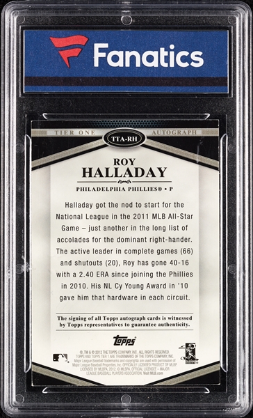 2012 Topps Tier One Roy Halladay Top Tier Autographs (8/50) (Fanatics)