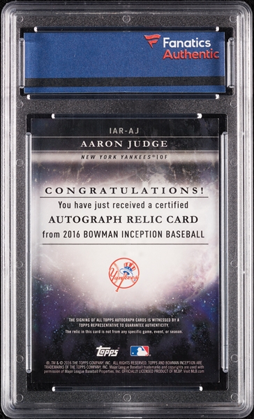 2016 Bowman Inception Aaron Judge Relic Autographs (Fanatics)