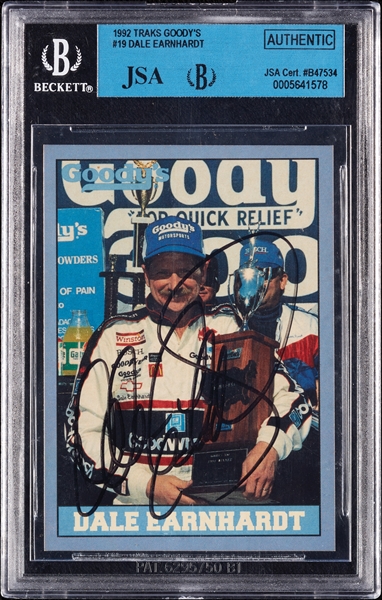 Dale Earnhardt Sr. Signed 1992 Traks Goody's No. 19 (JSA)