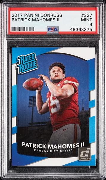 2017 Panini Donruss Patrick Mahomes RC No. 327 PSA 9