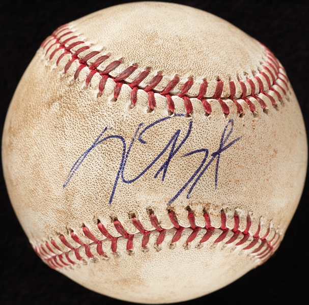 Kris Bryant Single-Signed Game-Used OML Baseball - Double in Second Inning April 7, 2016 (MLB) (PSA/DNA)