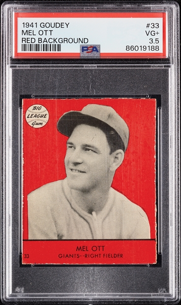 1941 Goudey Mel Ott Red Background No. 33 PSA 3.5