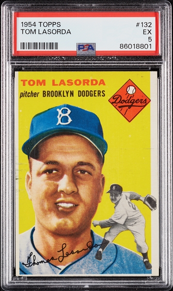 1954 Topps Tom Lasorda RC No. 132 PSA 5