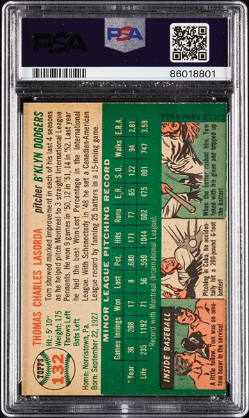 1954 Topps Tom Lasorda RC No. 132 PSA 5