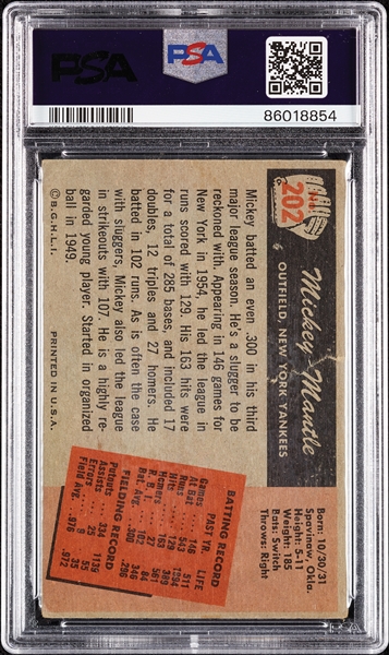 1955 Bowman Mickey Mantle No. 202 PSA 1